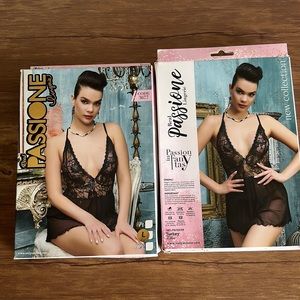 New mini Black  Transparent Lace  Babydoll Nightgown and underwear string